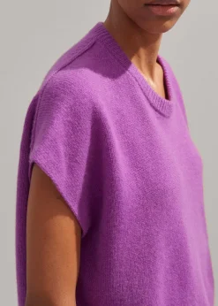 Best ME+EM Lofty Cashmere Relaxed Curved Hem Vest Summer Purple