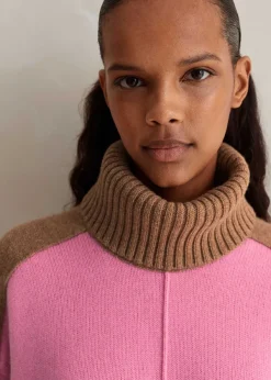 ME+EM Merino Cashmere Colour Block Jumper + Snood Camel/Pink