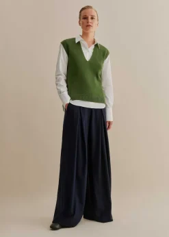 Hot ME+EM Merino Cashmere Relaxed V Neck Vest Green