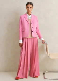 Hot ME+EM Merino Cashmere Silk Lace Stitch Vest + Snood Oatmeal M Lange/Perfect Pink