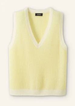Online ME+EM Merino Cashmere Silk Lace Stitch Vest Dusty Citron/Soft White