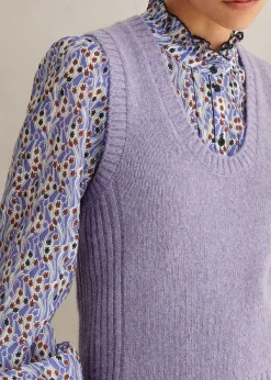 Sale ME+EM Merino Cashmere Silk Scoop Neck Vest Lilac Moulin