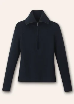 Sale ME+EM Merino Stretch Half Zip Jumper Navy
