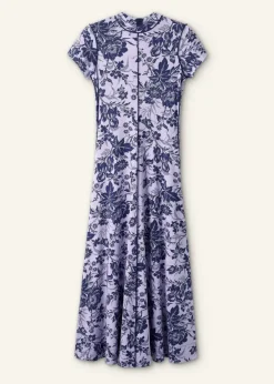 Sale ME+EM Mystic Floral Print Cap Sleeve Maxi Dress Purple/Navy