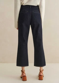 Sale ME+EM Pin Tuck Kick Flare Crop Jean Dark Rinse