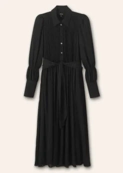 Online ME+EM Pleated Midi Shirt Dress + Belt Black