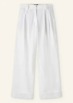 New ME+EM Pleated Straight-Leg Trainer-Grazer Trouser Fresh White