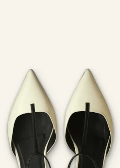 Best ME+EM Pointy T-Bar Wedge Off White/Black