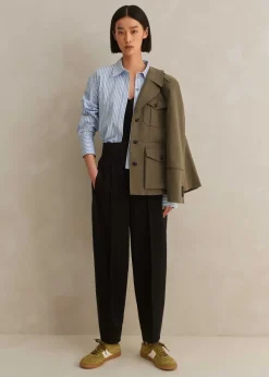 Best ME+EM Rib Waist Fluid Tapered Trouser Black