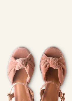 New ME+EM Ruched Velvet Knot Platform Blush Velvet