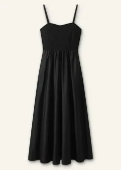 Clearance ME+EM Seam Detail Mixed Media Maxi Dress Black