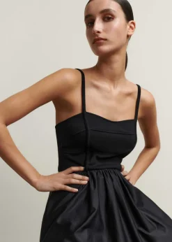 Clearance ME+EM Seam Detail Mixed Media Maxi Dress Black