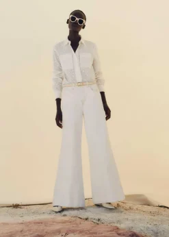 Online ME+EM Seam Front Wide-Leg Flare Jean White