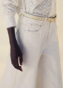 Online ME+EM Seam Front Wide-Leg Flare Jean White