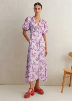 Best ME+EM Shadow Berry Print Midi Tea Dress Purple/Red/Multi