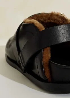 Sale ME+EM Shearling Buckle Clog Black