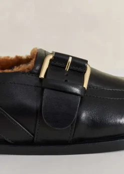 Sale ME+EM Shearling Buckle Clog Black