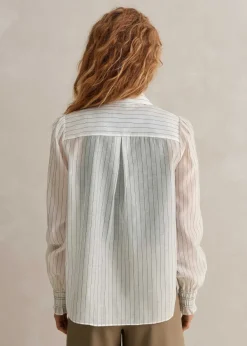 Discount ME+EM Silk Cotton Stripe Shirt Soft White/Black