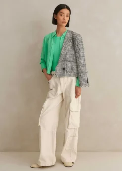 Outlet ME+EM Silk Cropped Shirt Hot Mint