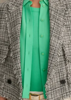 Outlet ME+EM Silk Cropped Shirt Hot Mint