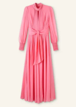 Online ME+EM Silk Full-Length Dress With Corsage + Belt Perfect Pink