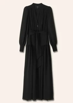 Sale ME+EM Silk Statement V-Neck Maxi Dress + Belt Black
