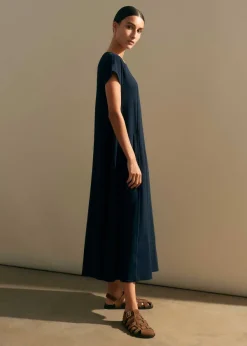 Best ME+EM Slub Jersey Midi Swing Dress Navy