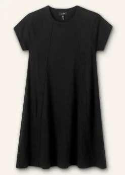 Clearance ME+EM Slub Jersey Raglan Seam Short Swing Dress Black