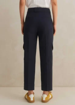 Hot ME+EM Smart Cargo Slim Crop Trouser Navy