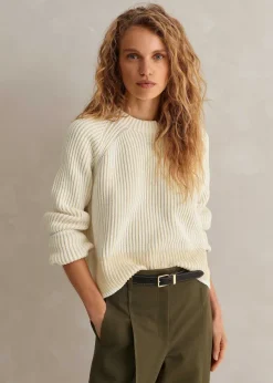 Hot ME+EM Soft-Touch Cotton Rib Weekend Jumper Soft White/Ecru