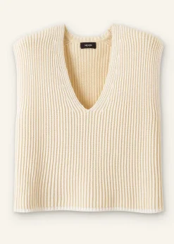 ME+EM Soft-Touch Rib Cotton Knit Vest Soft White/Ecru