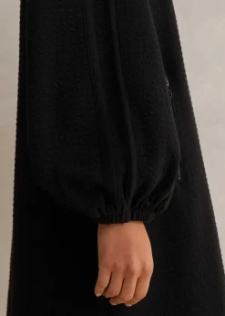 Sale ME+EM Sporty Jacquard Zip Up Swing Dress Black