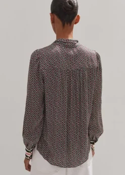Sale ME+EM Star Flower Print Pussybow Blouse Electric Pink/Black/Beige