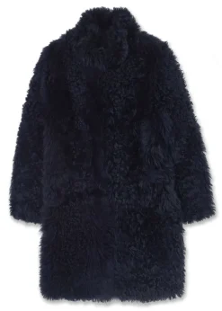 New ME+EM Statement Shearling Coat Navy