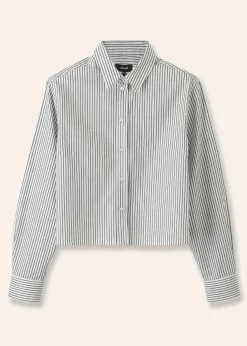 Outlet ME+EM Stripe Boxy Crop Shirt Black/Soft White