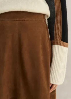 Discount ME+EM Suede Mix High-Waisted Midi Skirt Toffee