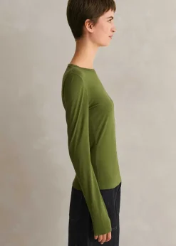 Clearance ME+EM Supersoft Jersey Long Sleeve Top Bright Olive Moulin