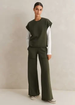 New ME+EM Sweatshirting Wide-Leg Trouser Olive