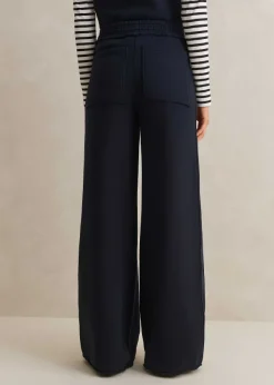 Hot ME+EM Sweatshirting Wide-Leg Trouser Navy