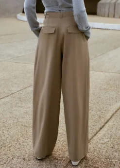 Online ME+EM Tailored Wide Tapered Trouser + Belt Taupe