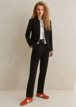 Best ME+EM Textured Boyish Cigarette Pant Suit Black