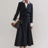 Outlet ME+EM Textured Cotton-Blend Skirt + Jacket Co-Ord Blue