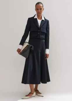 Outlet ME+EM Textured Cotton-Blend Skirt + Jacket Co-Ord Blue