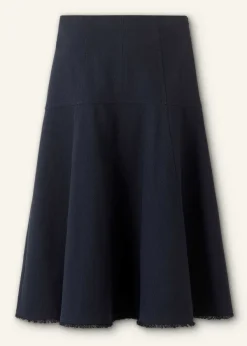 Online ME+EM Textured Cotton-Blend Skirt Navy