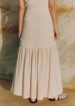 Discount ME+EM Textured High-Waisted Maxi Skirt Cream