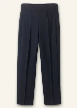 Sale ME+EM Textured High-Waisted Slim Crop Trouser Navy