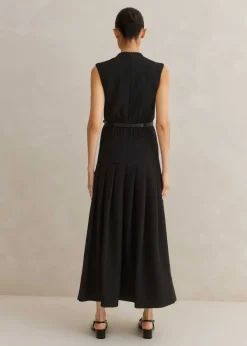 Online ME+EM Textured Midi Dress + Belt Black