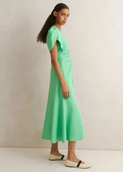 Discount ME+EM Textured Pleat Front Midi Dress Hot Mint