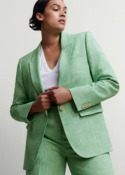 Sale ME+EM Textured Prince Of Wales Check Blazer Green/White