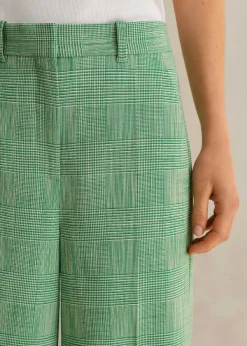 Hot ME+EM Textured Prince Of Wales Check Man Pant Green/White